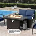 thumbnail image 4 of Gotland 8 Seats Outdoor Metal Patio Furniture Set with 55,000 BTU Gas Fire Pit Table w/Glass Wind Guard Patio Conversation Sectional Sofa Sets-Navy, 4 of 7
