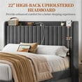 thumbnail image 7 of Yaheetech Queen Size Velvet Platform Bed with Charging Outlets and USB Ports, Dark Gray, 7 of 7