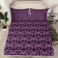thumbnail image 2 of Feelyou Damask Flower Women Twin Sheet Sets, Purple Gothic Bat Bedding, 3pcs, 2 of 7