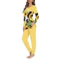 thumbnail image 2 of Suhoaziia Sunflower Cow Pajamas for Ladies Full-length Multi-Season Nightwear Set of 2 Durable Breathable Fall Clothing for Leisure Time Size L,Womens Long Pajama Pant, 2 of 4