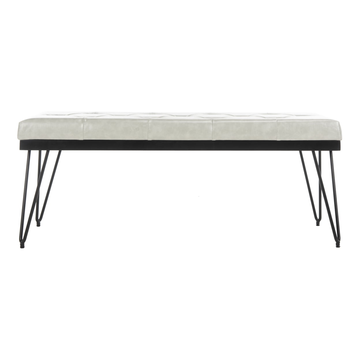 SAFAVIEH Marcella Contemporary Mid-Century Tufted Bench, Grey/Black
