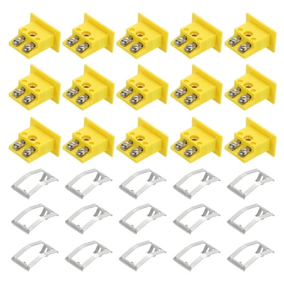 Uxcell K Type Panel Mount Thermocouple Female Mini Socket High Temperature 220°C(428°F) for Thermocouple Wire Connectors Male Plug Yellow 15pcs