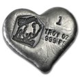 thumbnail image 1 of 1 oz Hand-Poured Silver Heart, 1 of 4