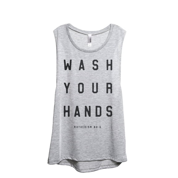 Wash Your Hands Motherism Women's Fashion Sleeveless Muscle Workout Yoga Tank Top Sport Grey 2X-Large