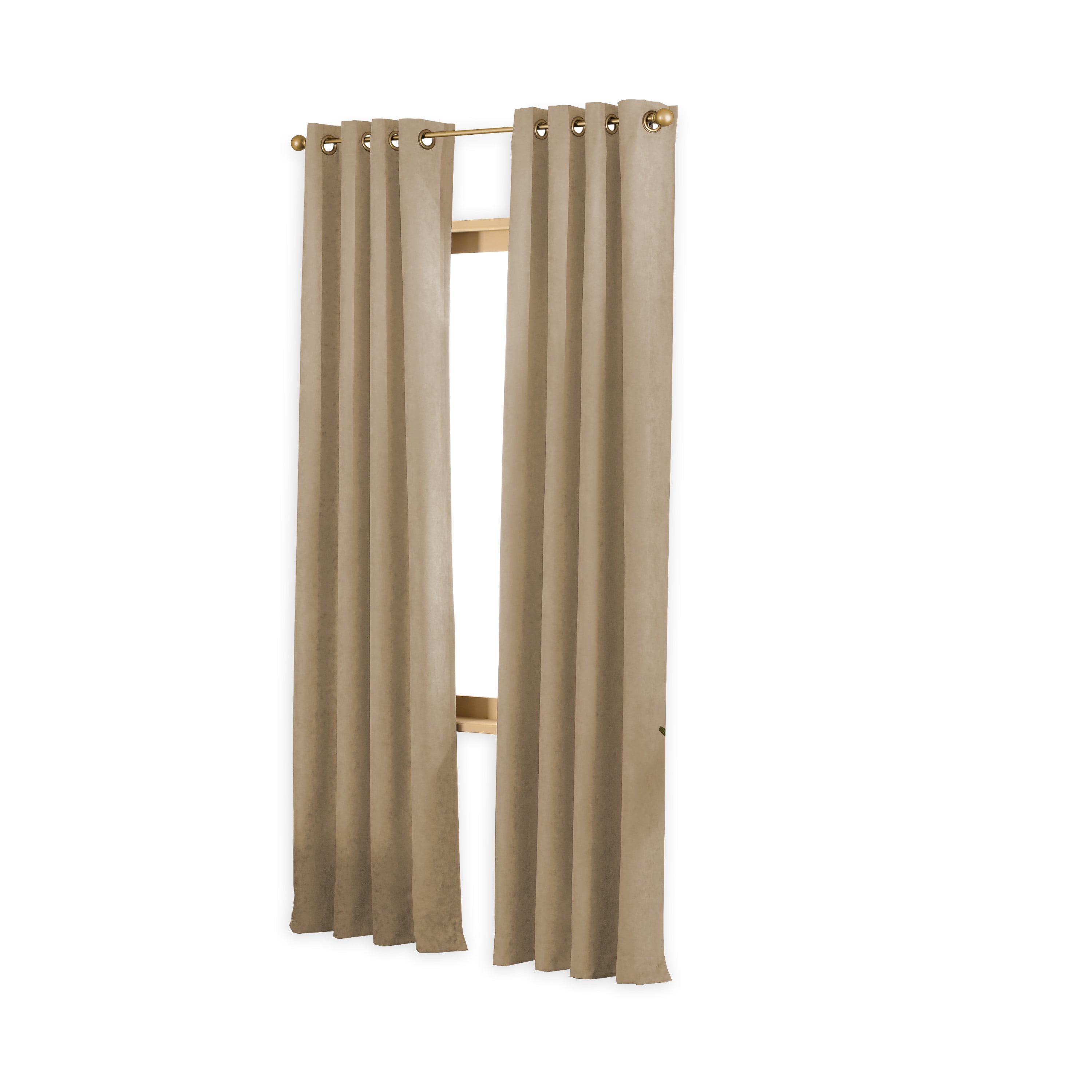 Curtainworks Cameron Room Darkening Faux Suede Grommet Curtain, Indoor, Single Panel, Sand, 50"W x 132"L, Adult