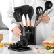 thumbnail image 2 of Juego de utensilios de cocina antiadherente resistente al calor Irfora Negro, 2 of 7