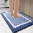 thumbnail image 6 of DISEN Bathroom Rugs 24x16, Extra Soft and Absorbent Microfiber Bath Mat, Non-Slip, Machine Washable, Quick Dry Shaggy Bath Carpet, Suitable for Bathroom Floor, Tub, Shower (Blue and White), 6 of 7