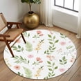 thumbnail image 2 of Round Rug 7Ft Washable Non-Slip, Pink Green Botanical Circle Area Rugs for Living Room Bedroom, Spring Watercolor Floral Leaf Plant Indoor Floor Mats Carpet Runner for Home Decor Aesthetic, 2 of 8