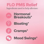 O Positiv FLO PMS Vitamins for Women, 30 Servings (Pack of 1) - Proactive PMS Relief - Targets Hormonal Breakouts, Bloating, Cramps, Mood Swings with Chasteberry, Vitamin B6, Lemon Balm
