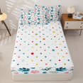 thumbnail image 4 of Homewish Cartoon Dog Paws Zipper Full Size Comforter Sets with Fitted Sheet and 2 Pillowcases,Cute Floral Plant Zipper Bedding Set,Pink Green,Polkadot Reversible,4pcs, 4 of 8