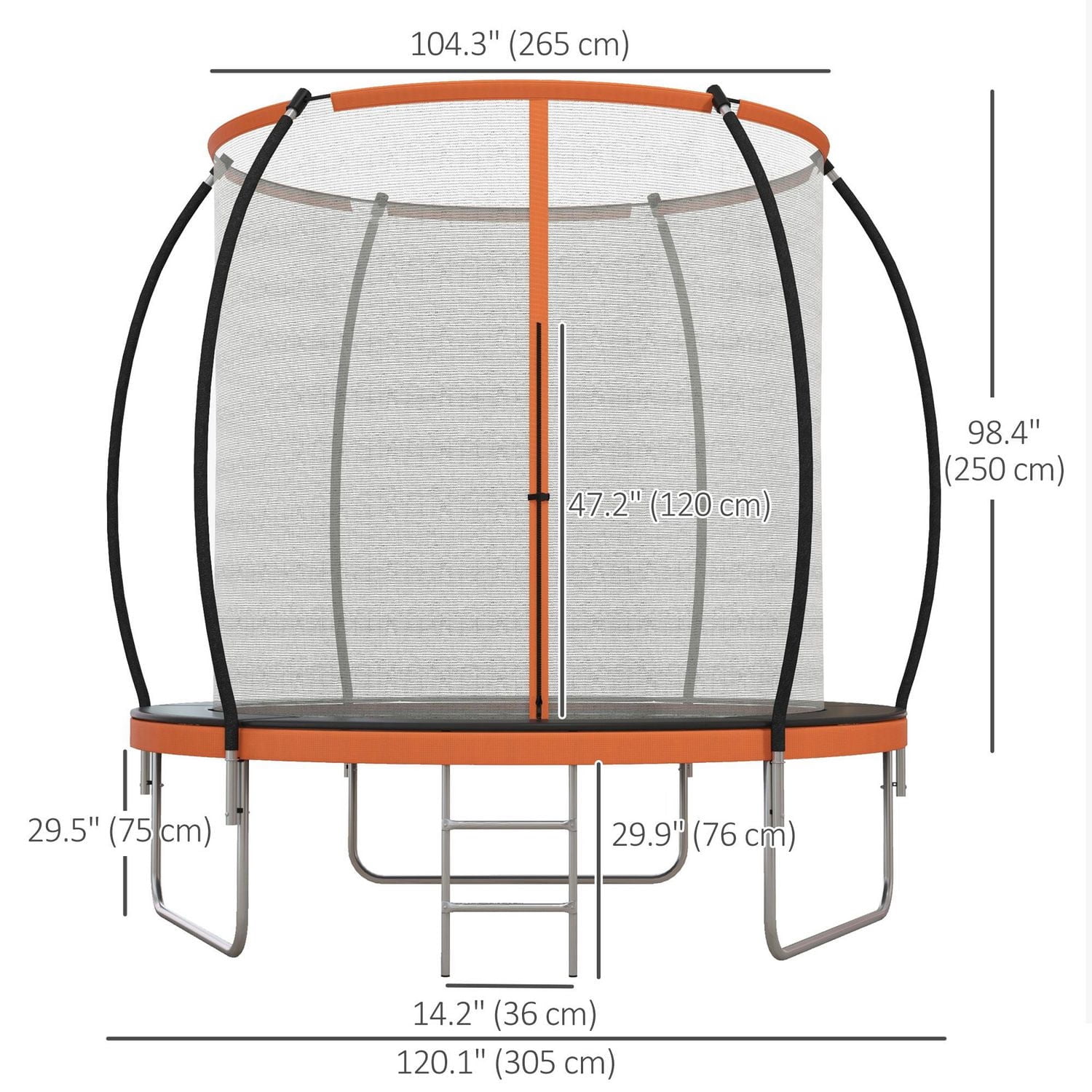 Soozier trampoline d'extérieur de 10 pieds avec filet d'enceinte et échelle