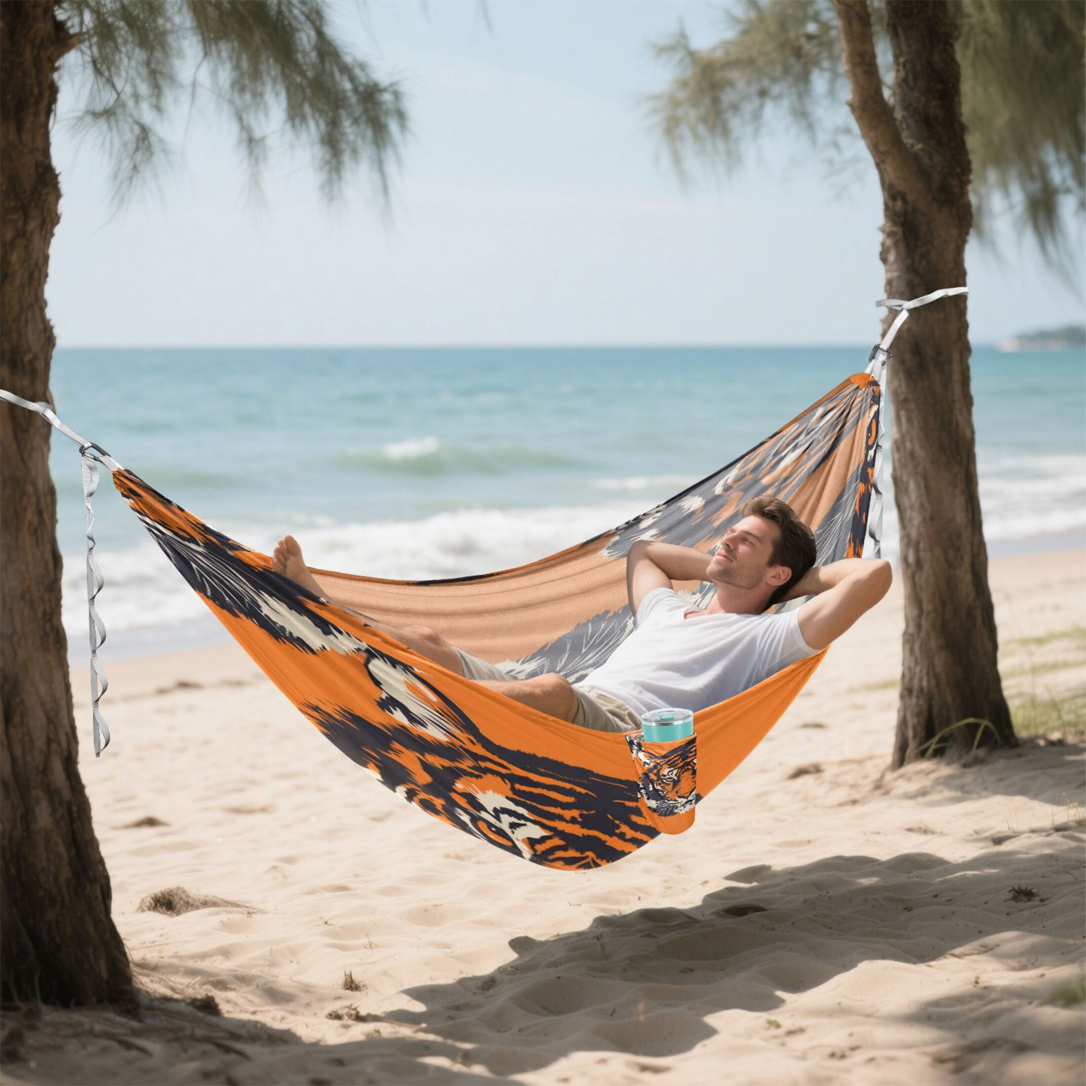 Hammock Camping Hammock Nylon Portable Hammock Travel Camping Hammock Orange Tiger Seamless