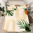 thumbnail image 2 of Homewish Tropical Bontical Monstera Bed Sheets,Boho Geometric Lines King Sheets,Beige Green Gold Sheet Set For Teens,Luxury Bedroom Decor,4-Piece, 2 of 7