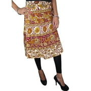 Mogul Women's Cotton Summer Skirt Animals Print Boho Chic Wrap Around Skirts