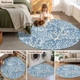 thumbnail image 4 of Round Area Rug 6ft, Blue Coral Coastal Non-slip Area Rugs Carpet for Living Room/Bedroom/Bathroom/Kitchen, Ocean Nautical Seaside Beach Washable Throw Floor Mat Indoor Outdoor Entrance Doormat, 4 of 9