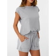 thumbnail image 3 of EASYBRA Womens Shorts Set Cotton Blend Raglan Sleeve Casual Summer Outfit Solid Color Two Piece Lounge Set S-XL, 3 of 6