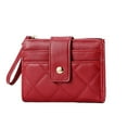 thumbnail image 1 of Women Wallet Wristlet Bi-fold Multi-slots Zipper Solid Color Credit Card Holder Faux Leather Students Short  Purse Case Shopping Use, 1 of 11