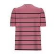 thumbnail image 5 of JTZGDY Womens Summer Tops Casual Puff Short Sleeve Striped/Polka Dot Print Crewneck Tunic Blouse Trendy Oversized Graphic T-Shirts Fashion 2025 Clothes Pink#01 M, 5 of 6
