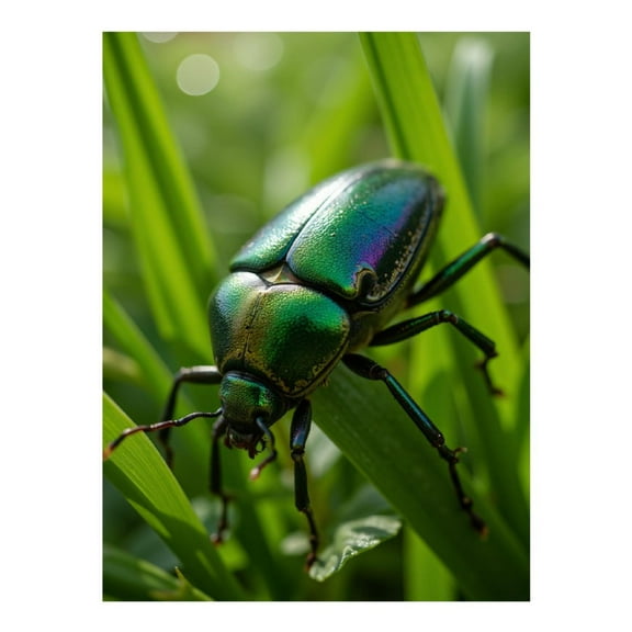 Diamond Art Kit for Adults, Iridescent Beetle On Greenery Diamond Painting for Adults Beginners, DIY Diamond Art Painting Kits, 5D Diamond Painting Crafts for Home Decor 12x16 Frameless