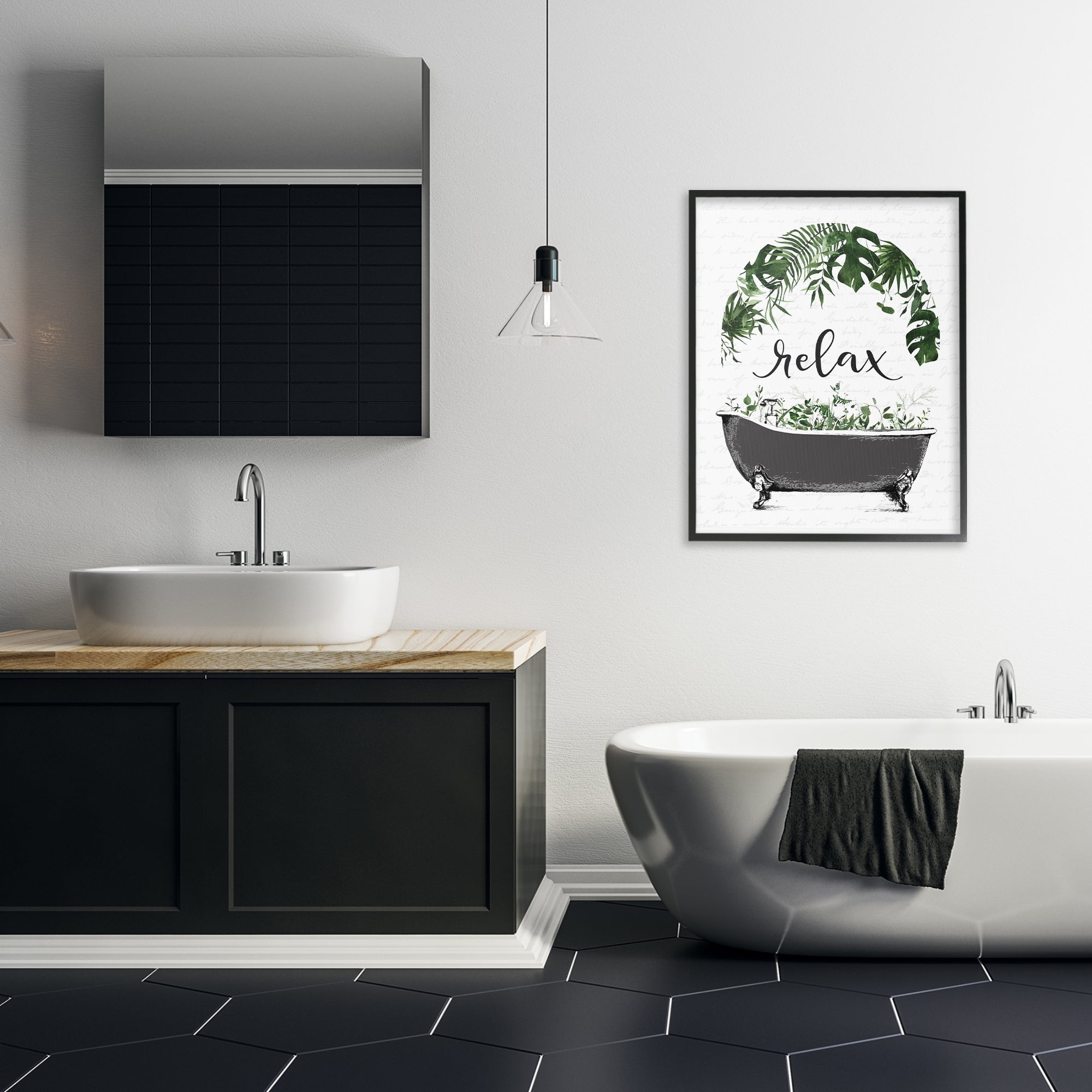 Tropical Bath Relax Black Framed Giclee Art, design by Lettered and Lined