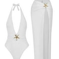thumbnail image 3 of Xuyuer One Piece Swimsuit with Cover up Skirt Starfish Swimwear Sets for Women Halter Bathing Suits Vacation Beach Dresses, 3 of 6