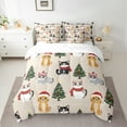 thumbnail image 2 of Feelyou Kawaii Cartoon Cat Bedding Comforter Set 7 Pieces for Teen, Christmas Tree Full Bedding Set, Happy New Year Reversible Fitted Sheet Flat Sheet, Lightweight Room Decor, 2 of 7