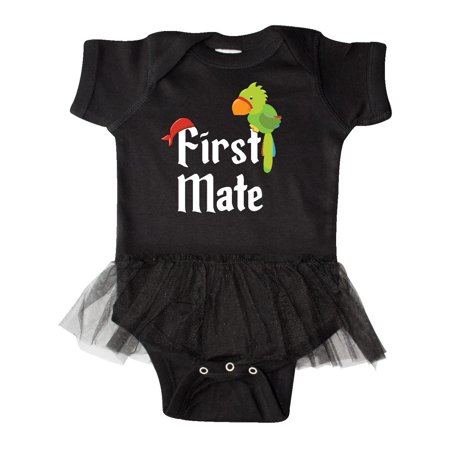 Pirate Funny Infant Bodysuit - First Mate pirate with parrot and bandanna Infant Tutu Bodysuit