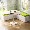 thumbnail image 4 of Advwin L-Shaped Corner Storage Bench with Cushion, Backless Wood Bench with Hidden Storage for Kitchen, Dining Nook, Entryway & Mudroom, Green, 4 of 13