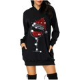 thumbnail image 1 of Jsaierl Robe à Capuche de Noël pour Femmes Manches Longues Imprimé Verre Tunique à Capuche Chandail en Molleton de Noël Robe de Fête avec Poches, 1 of 4