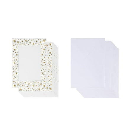 36-Pack Photo Insert Note Cards - Includes Paper Picture Frames and Envelopes - Gold Foil Stars Design Photo Mats, Photo Insert Greeting Cards,Holds 5 x 7 Inches