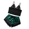 thumbnail image 2 of Conjunto de para mujer, ropa de dormir corta, top de encaje y pantalones cortos, ropa de dormir, despedida de soltera Deep Green S jinwen Braguitas de encaje para mujer, 2 of 8