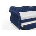 thumbnail image 6 of Twin Size Daybed with Twin Trundle Bed, Tufted Upholstered Sofa Bed with Side Armrest & Wood Slats Support, Wooden Home Bed Frame for Living Room Guest Room Bedroom, No Box Spring Required, Navy, 6 of 6