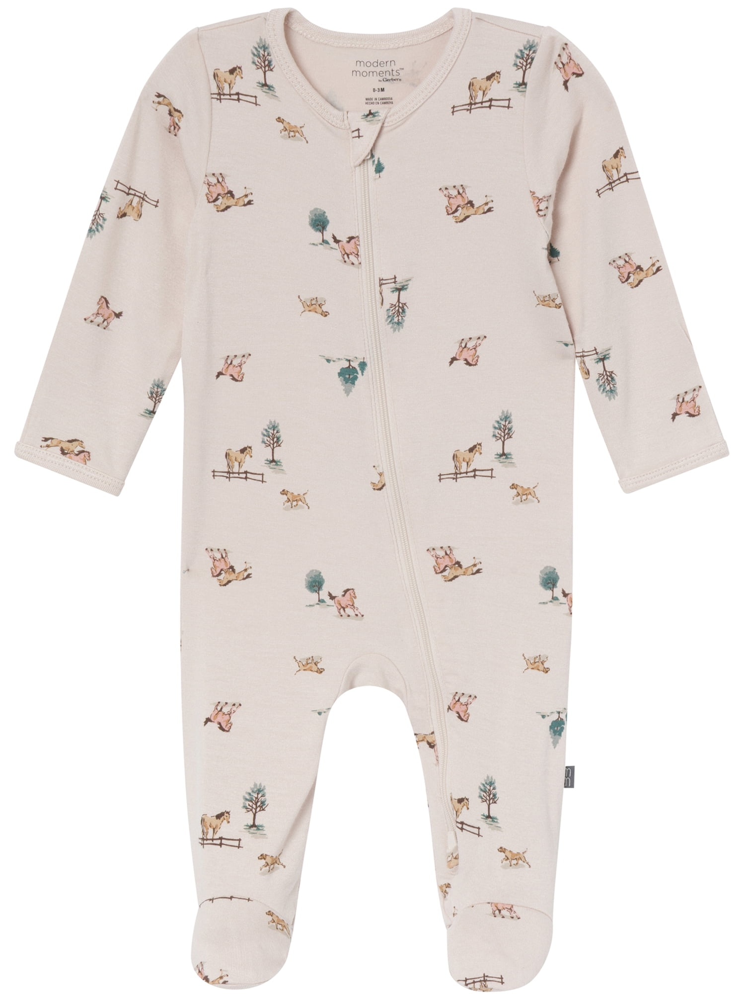 Modern Moments by Gerber Neutral Two-Way Zip Viscose Sleep ´N Play Footed Pajama, 2-Pack, Sizes Newborn - 24 Months
