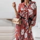 thumbnail image 5 of Vestido largo plisado con estampado floral de fiesta de vacaciones de manga larga con estampado casual para mujer Fridja  nalpqowj4921, 5 of 7