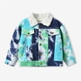 thumbnail image 2 of Zpanxa Girls Jean Jacket Kids Tie Dye Sherpa Lined Distressed Denim Jacket Girls Lapel Button Down Casual Jean Coat, 2 of 4