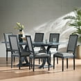 thumbnail image 2 of GDF Studio Beckstrom French Country Upholstered Wood 7 Piece Expandable Dining Set, Gray, 2 of 14