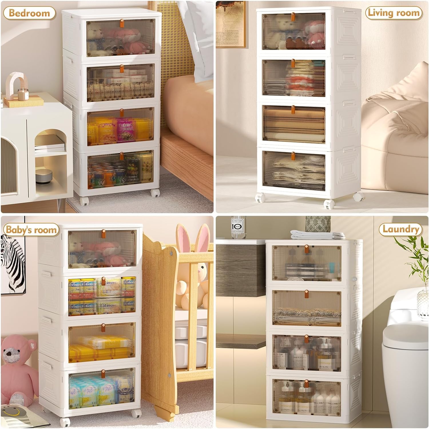 OKENTEN 4-Tier Rolling Storage Bins with Wheels photo 7