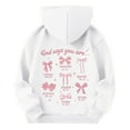 thumbnail image 6 of Byoo Toddler Girl's Bow Print Long Sleeve Hoodie Pullover Fit with Pocket Hooded Sweatshirt Soft Warm Casual Kids Outerwear for Daily Wear, 6 of 6