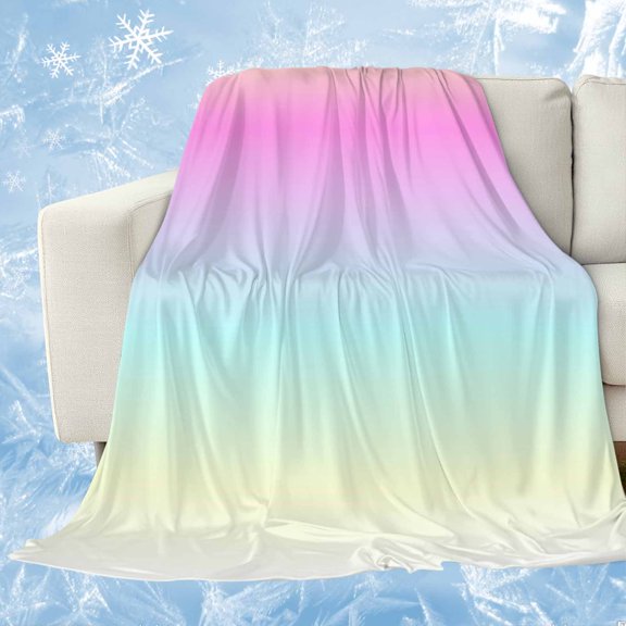 Teal Pink Ombre Cooling Blanket, Lightweight Breathable Summer Throw Blanket with Double Sided Cold Effect, Modern Abstract Art Aesthetics Picnic Beach Blankets Bed Sheet for Hot Sleepers 50"x60"