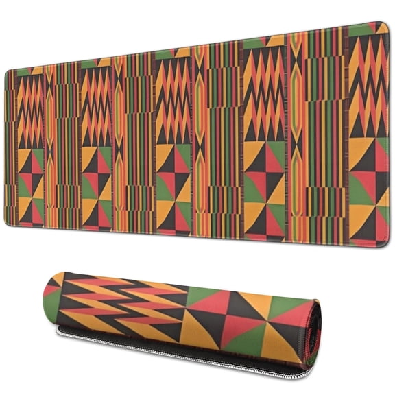 Long Mouse Pads for Desk,Boho Colorful Geometric Ethnic Pattern Desk Mats on Top Of Desks, Desk Mouse Pad Extra Large with 3mm Non-Slip Base and Stitched Edge for Gaming,Office,Work,Home 31.5"x11.8"