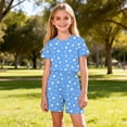 thumbnail image 5 of Gamivast 2 Piece Loungewear for Girls Star Pattern Short Sleeve Top and Elastic Waist Shorts Soft Cotton Blend Set for Casual Summer Playwear Outfits, 5 of 8