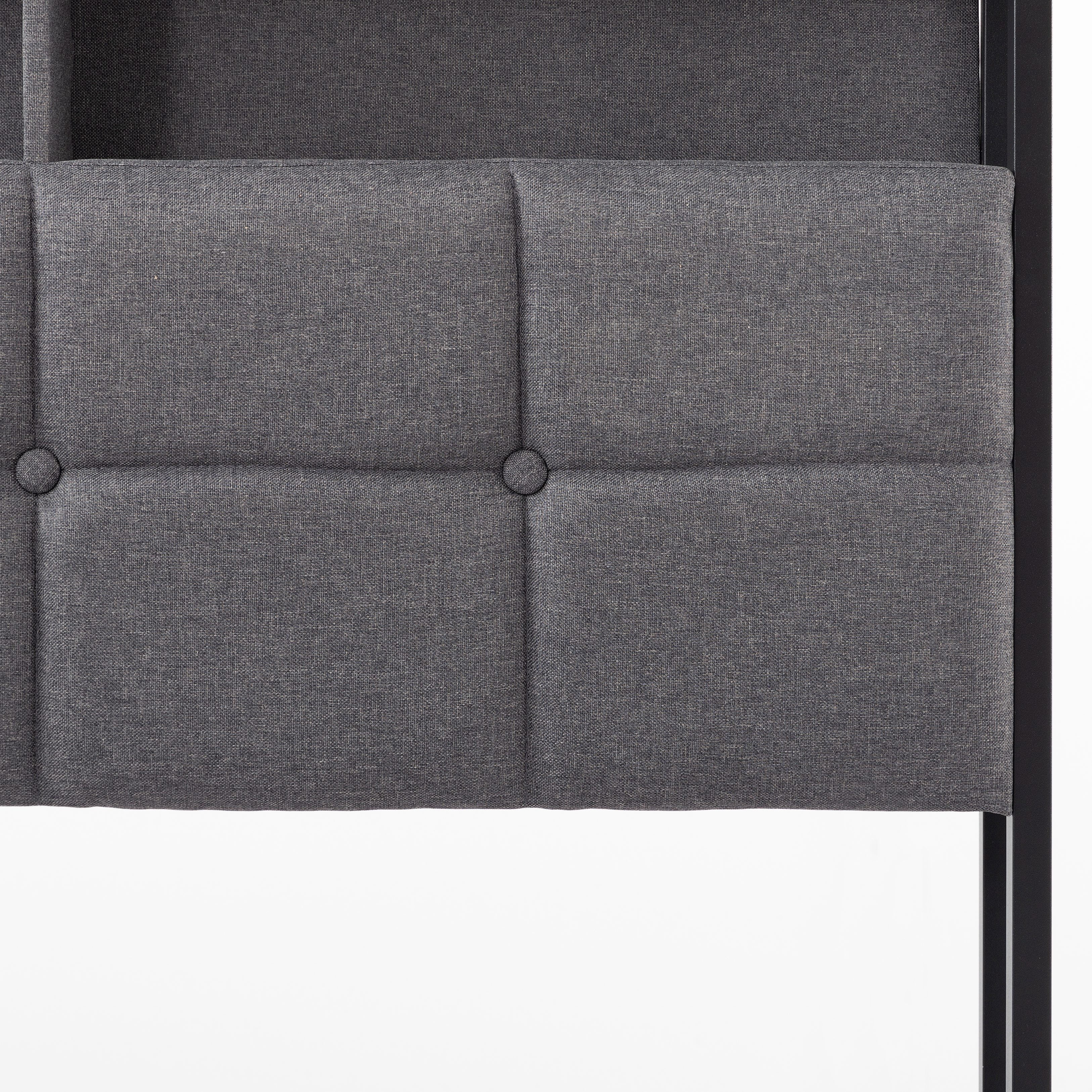 BSHTI Queen Size LED Bed Frame with Upholstered Headboard, RGB Lights & USB Ports for Bedroom, Comfortable Upholstered Backrest, 2-Tier Shelf, No Box Spring Needed，Grey