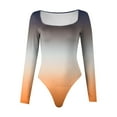thumbnail image 3 of GHSOHS Women's Square Neck Long Sleeve Bodysuits Double Lined Stretch Thong Jumpsuit Tie Dye Printed Body Suits Going Out Tops, 3 of 4