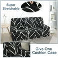 thumbnail image 3 of Unique Bargains 1-Piece Traditional Leaves Stretch Loveseat couch cover, Black, 3 of 8