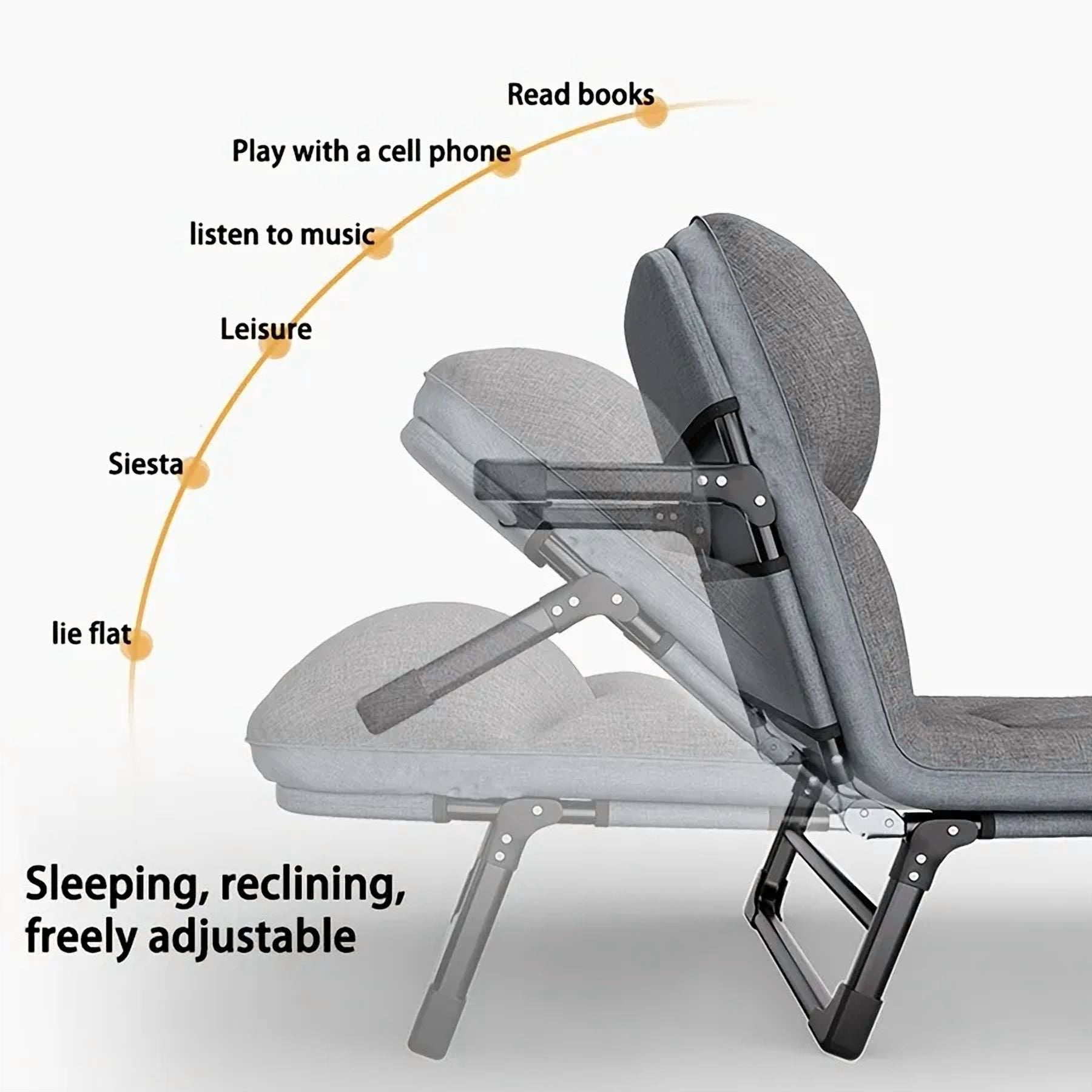 Portable Folding Patio Chaise Lounge Chair with Ergonomic Adjustable Backrest and Mattress
