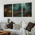 thumbnail image 2 of Ullo0ord  Halloween Haunted House Wall Decor Painting - Retro Pumpkin Haunted House Art Print - Halloween Fall Canvas Wall Art - Vintage Autumn Pumpkin Wall Decor 12x16x3pcs, 2 of 6