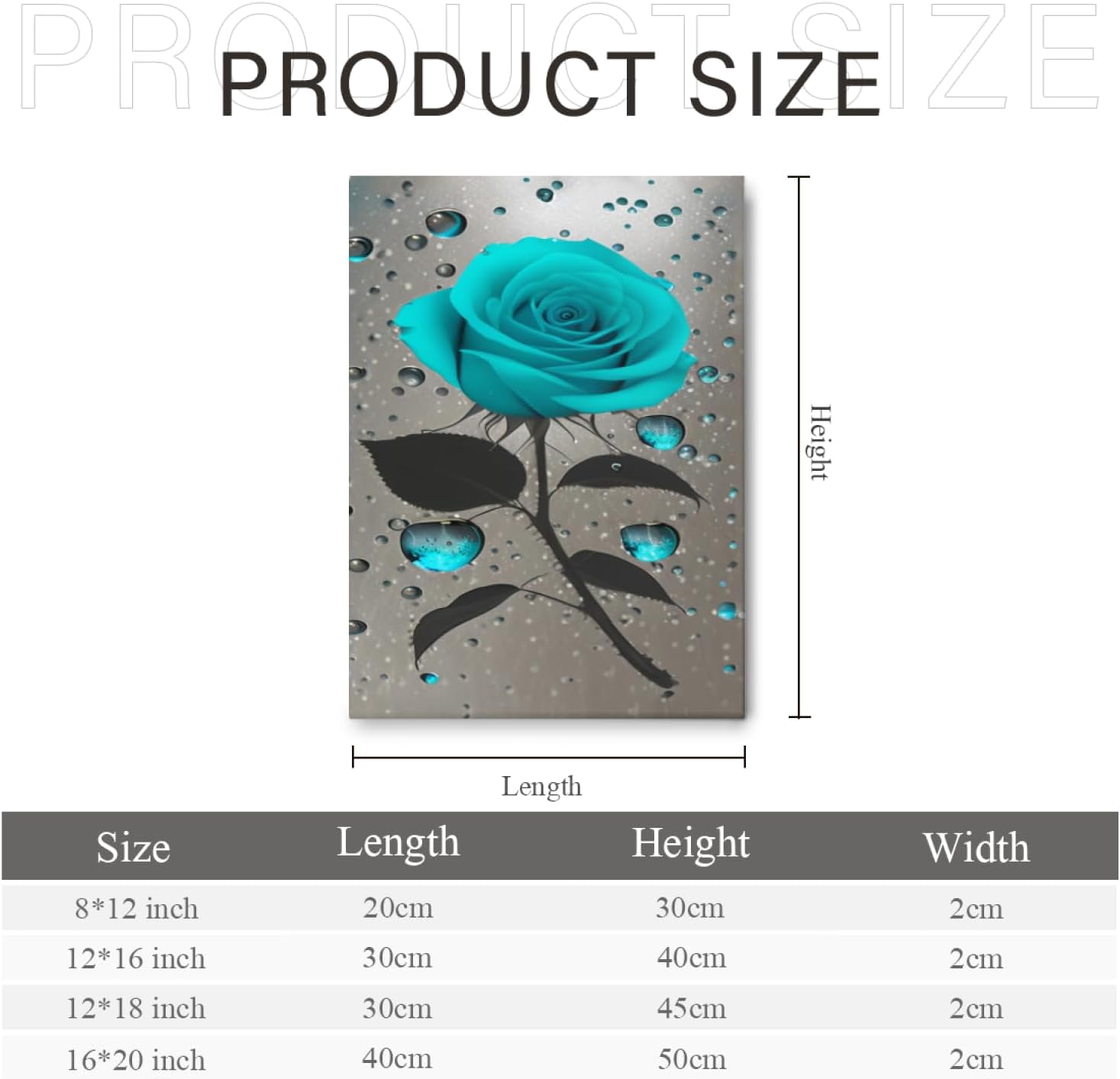 Teal Rose Canvas Wall Art Turquoise Blue Flower Prints Contemporary Black and White Pictures for Bathroom Wall Decor 12 x 16 Inch