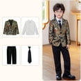 thumbnail image 2 of CUZIBR Kids Christmas Outfit Boys Formal Suits Four Piece Shirt Tuxedo Gentlemen Solid Color Jacket Shirts Trousers Bowtie Wedding Party Activist Dress Wear Fall Winter Outfits,Gold,9-10 Years, 2 of 6