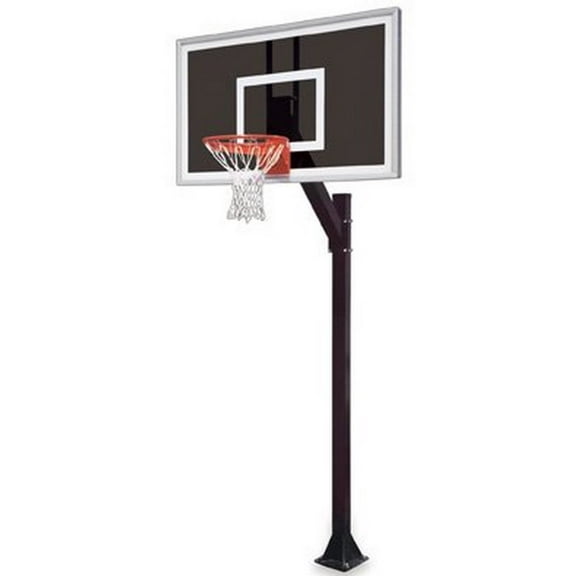 First Team Legacy Eclipse-BP Steel-Smoked Glass In Ground Fixed Height Basketball System44; Black