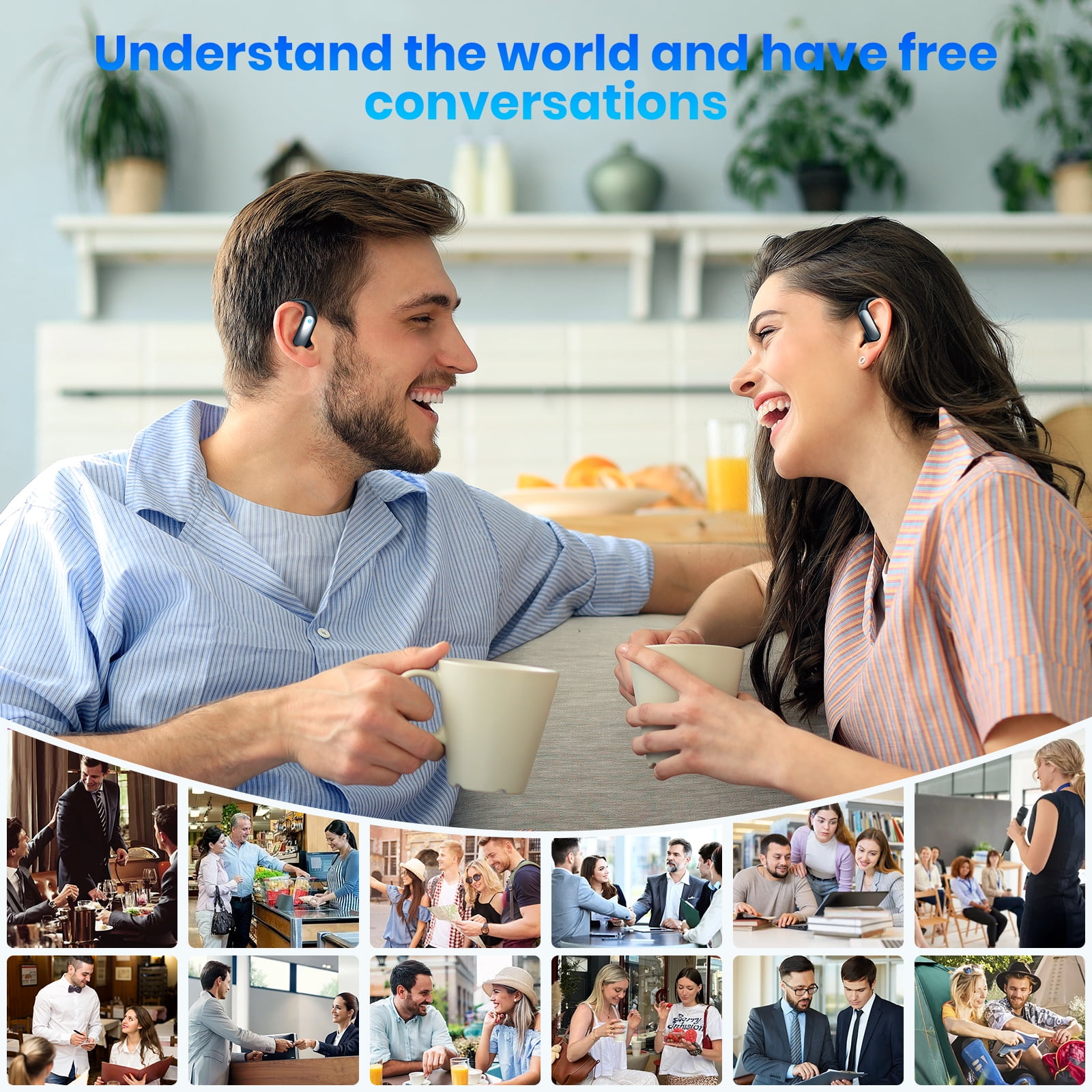 AI Translation Earbuds Real Time: OWS 3-in-1 Translator Earbuds for iOS & Android, Supporting 144 Languages with 60-Hour Battery Translator Headphones for Travel, Business, Meetings & Learning